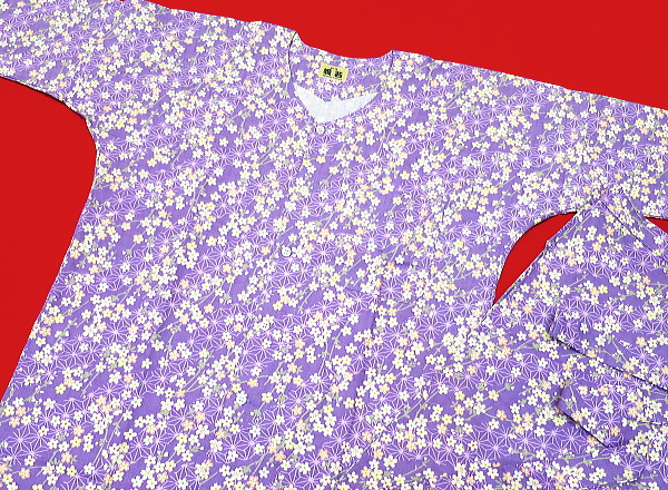 義若オリジナル鯉口シャツ、ダボシャツ　桜と麻の葉